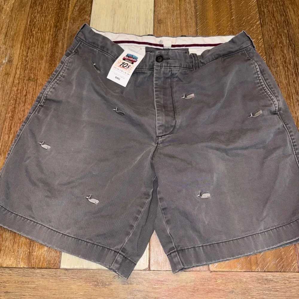 J. Crew Chino Shorts Mens 38 Grey Excellent Whale Embroidered Critter Twill